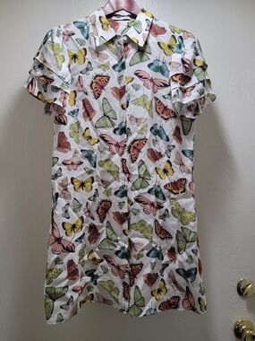Alice + Olivia Pastel Butterfly Print Mini Dress - Pink, Green, Blue